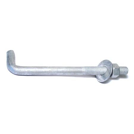 Midwest Fastener L-Hook, 3/4"-10, 10" L, Steel Hot Dipped Galvanized, 10 PK 09897